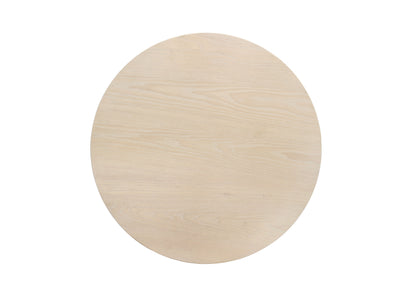 Neroli - 24" Contemporary Round Side Table With Black Metal Base - Oak White