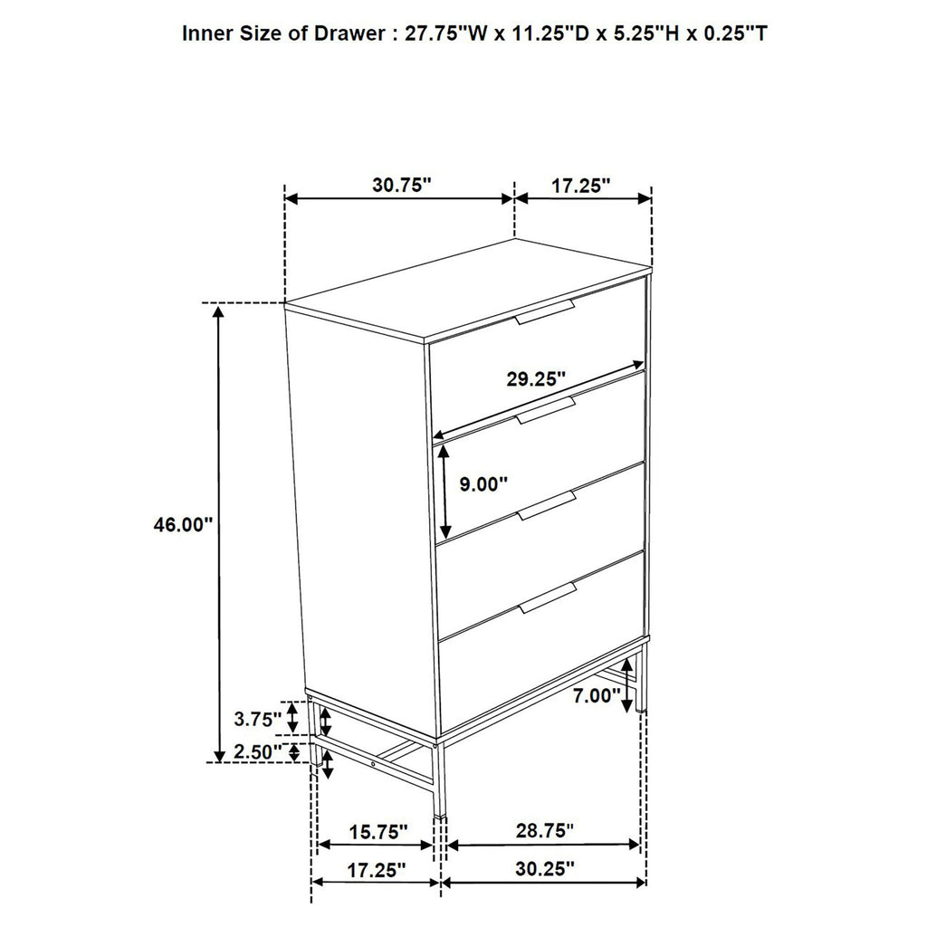 Taraval - 4 Drawer Chest - White