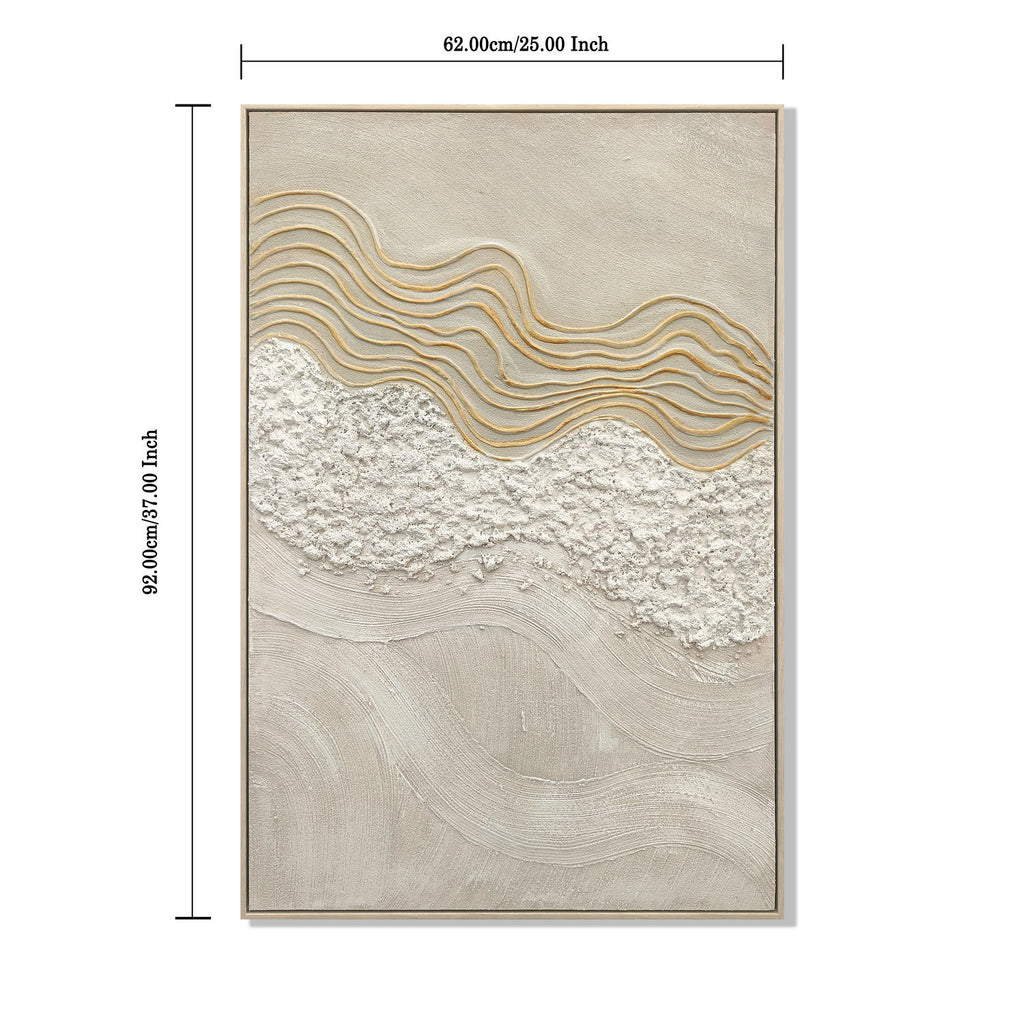 Framed Wall Art, Textured Canvas Painting With Accents, Decor For Living Room (Set of 2) - Antique White