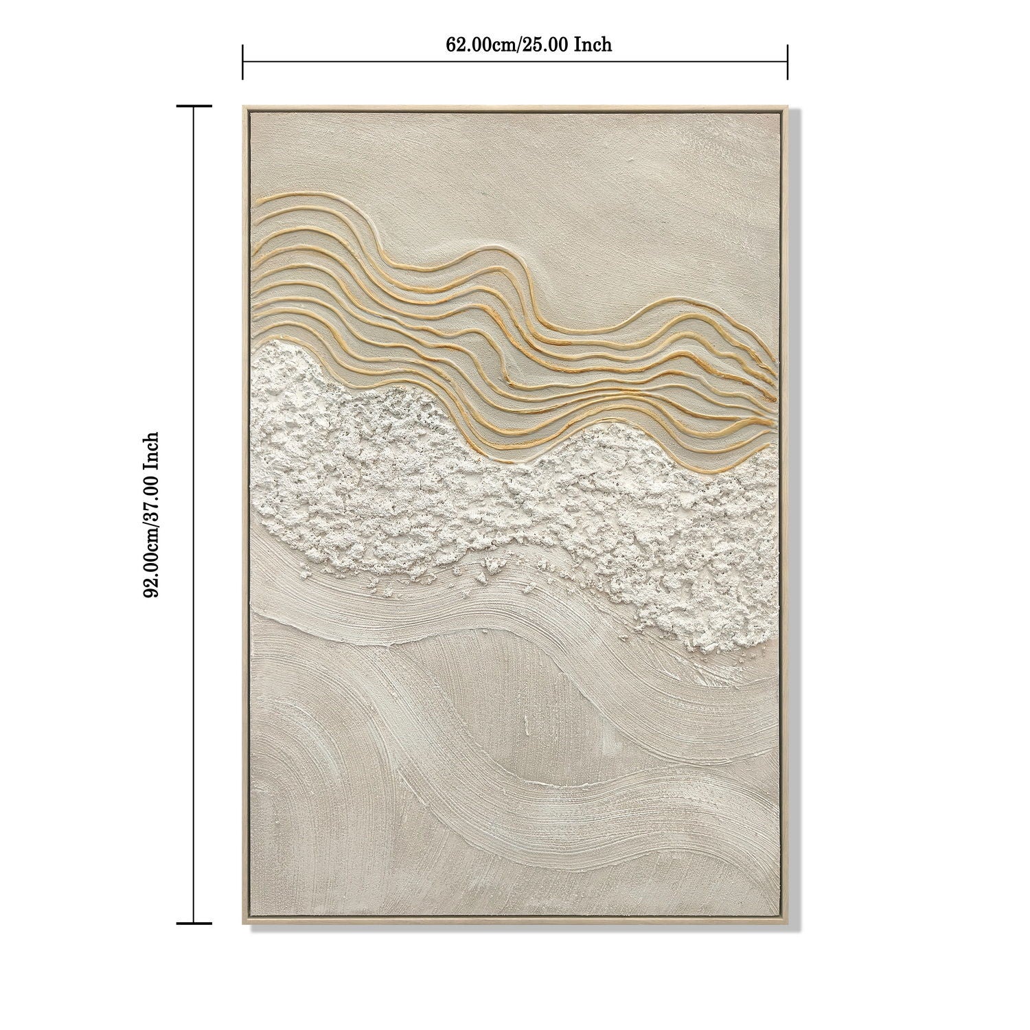 Framed Wall Art, Textured Canvas Painting With Accents, Decor For Living Room (Set of 2) - Antique White