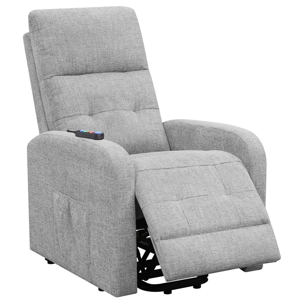 Tufted Power Lift With Foam Cushioning And USB Charging Ports - Gray