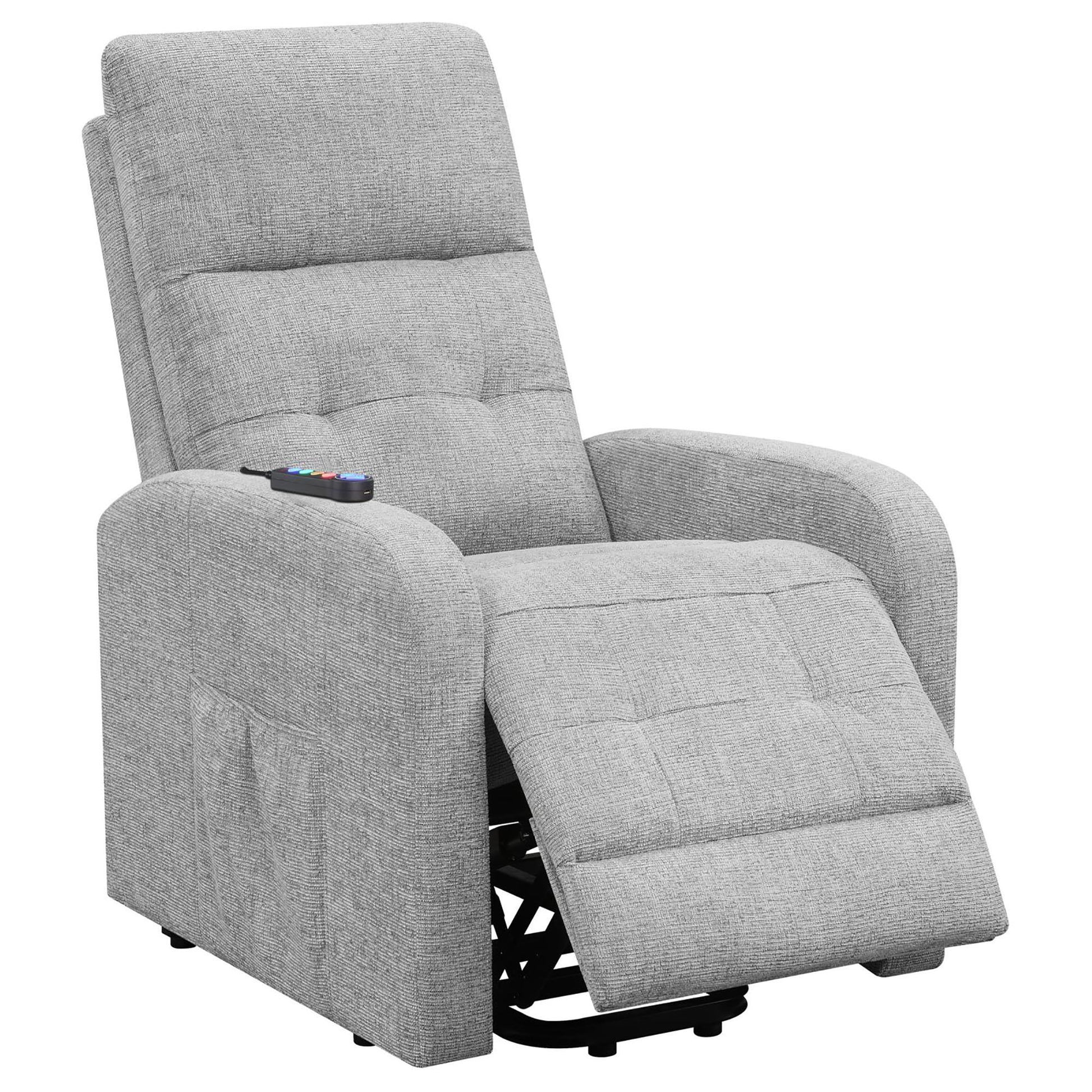 Tufted Power Lift With Foam Cushioning And USB Charging Ports - Gray