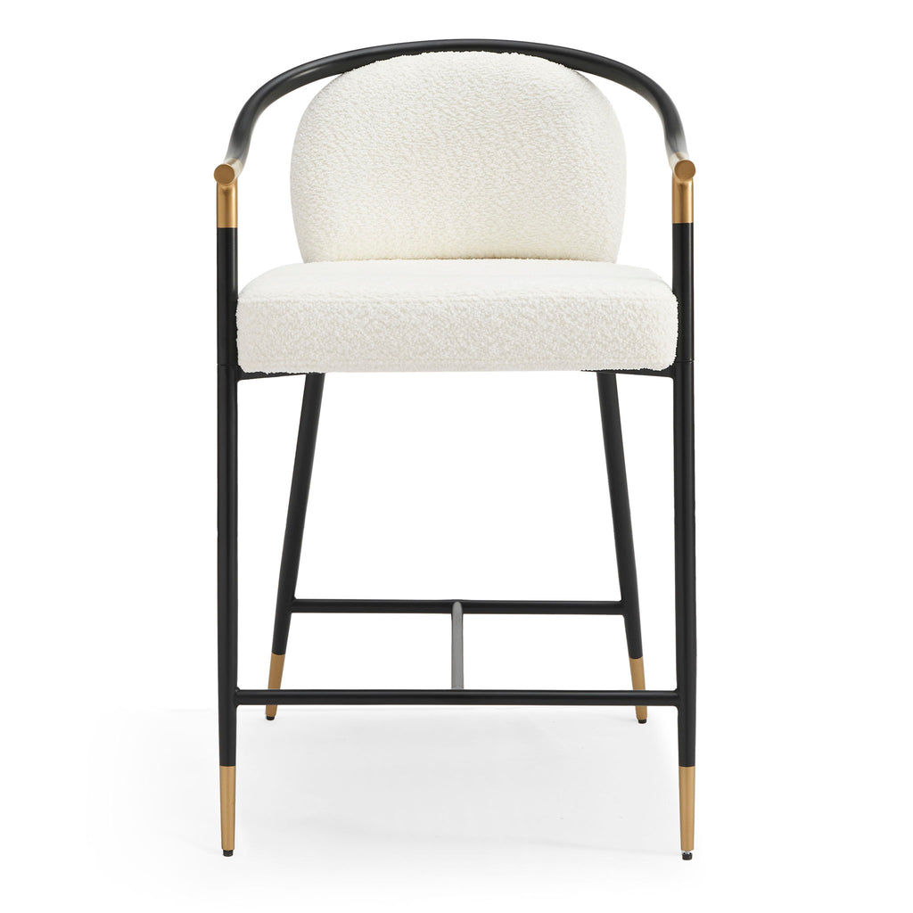 Contemporary Upholstered Counter Stool Set With Metal Frame