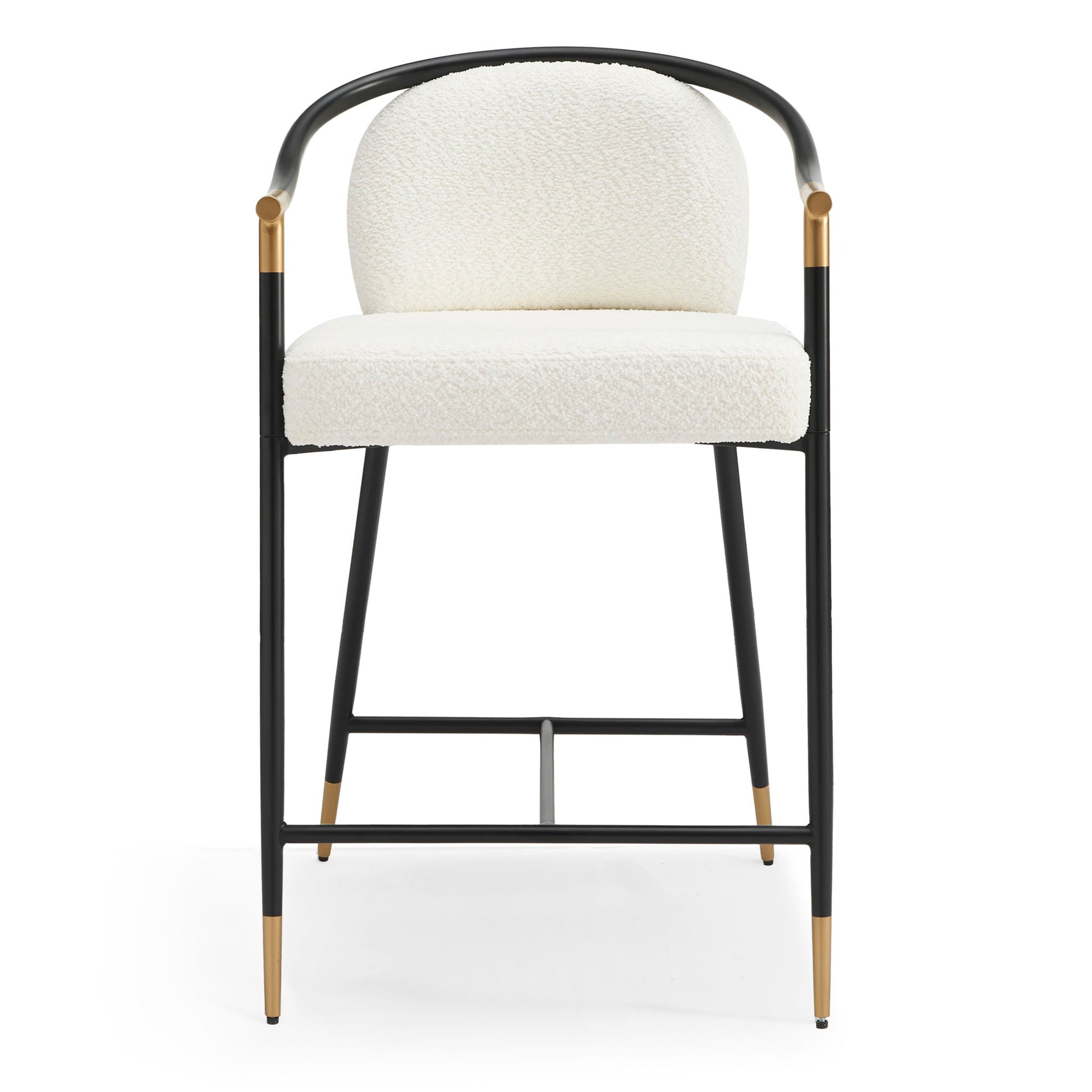 Contemporary Upholstered Counter Stool Set With Metal Frame