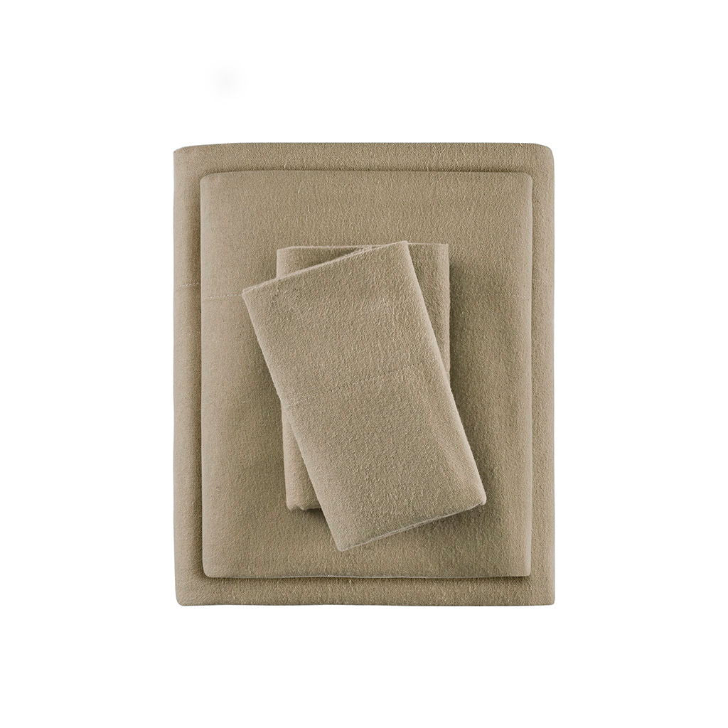 Cozy Flannel - King Sheet Set - Tan Solid