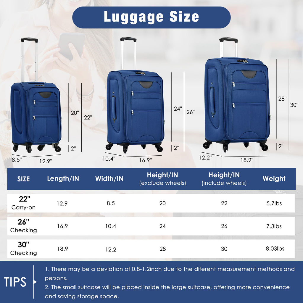 Softside Luggage Expandable Set With Duffel Bag Upright Spinner