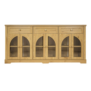 Sideboard Cabinet With 3 Drawers And 6 Arched Glass Doors