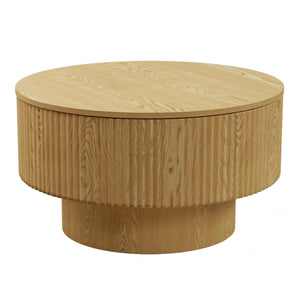 Modern Circular Coffee Table With Stripe Design And Storage Space