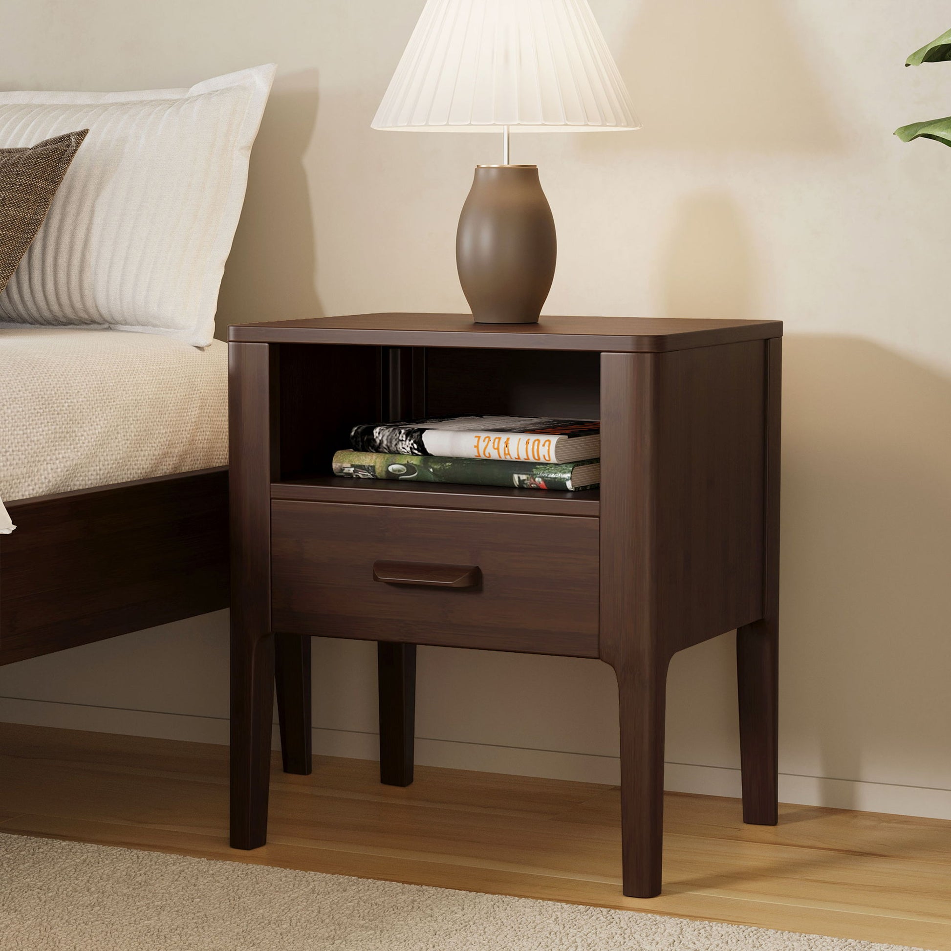 Modern Nightstand With Drawer And Open Shelf