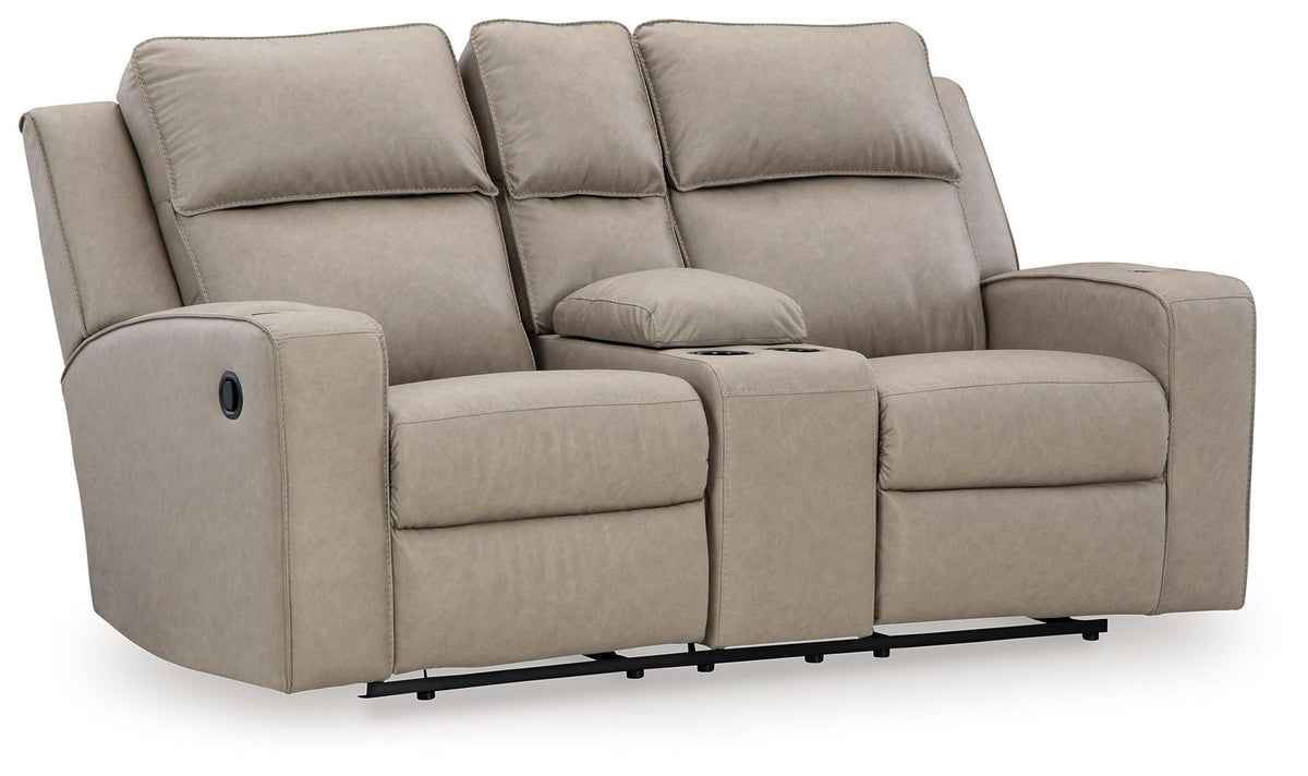 Lavenhorne - Double Reclining Loveseat With Console - Pebble
