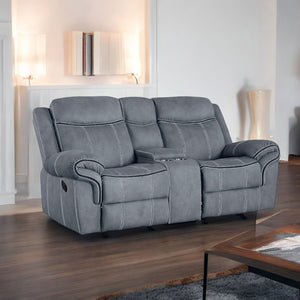 Zubaida - Two Tone Velvet Recliner Loveseat With USB Port Console