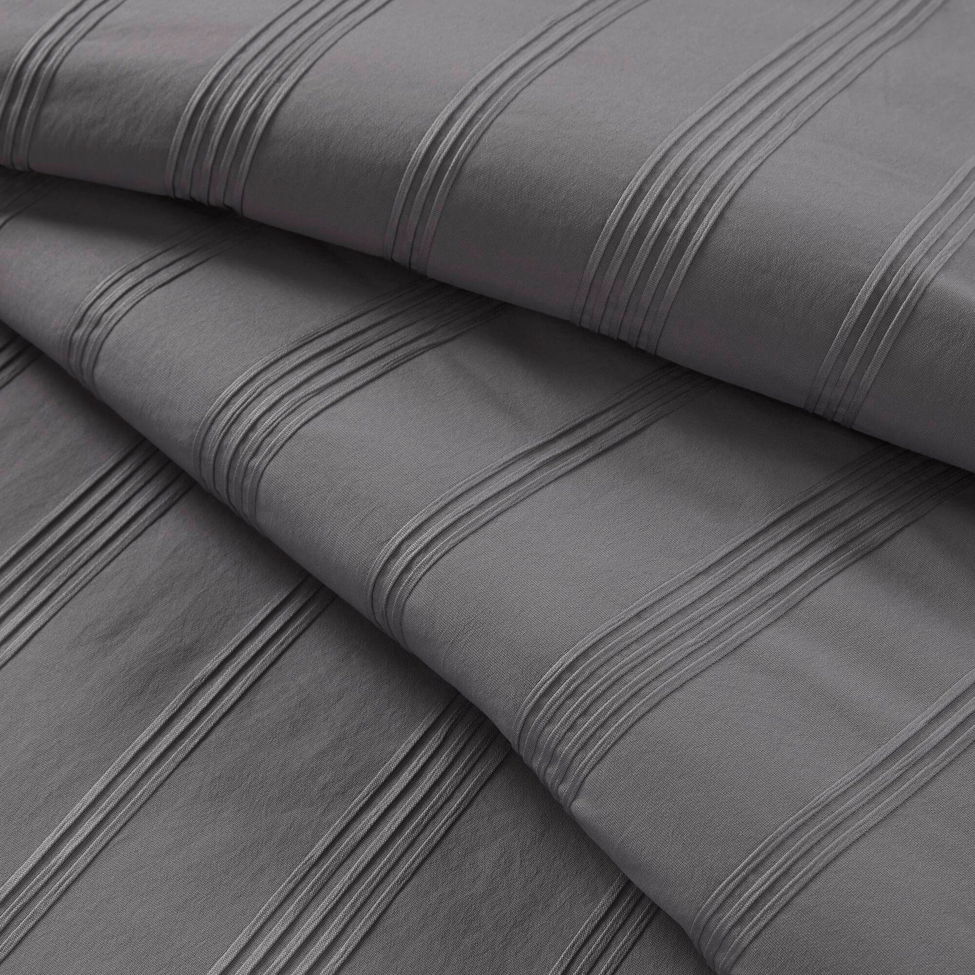 Logan - Full Striped Comforter Set - Charcoal