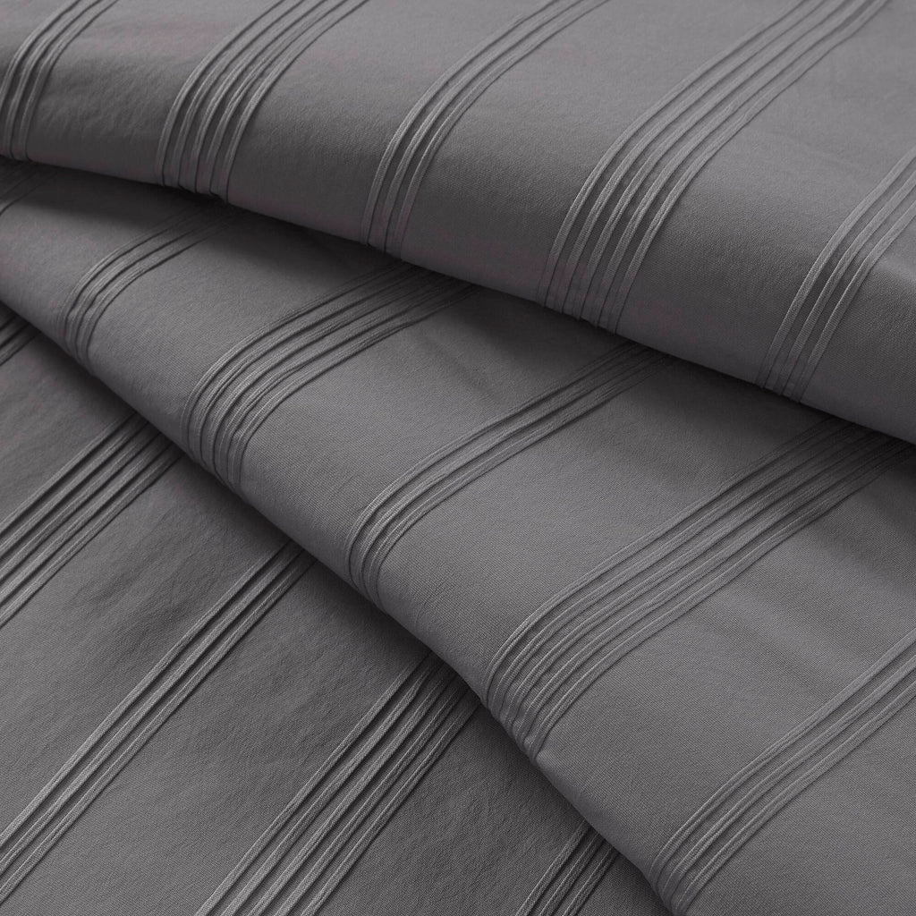 Logan - California King Striped Duvet Set - Charcoal