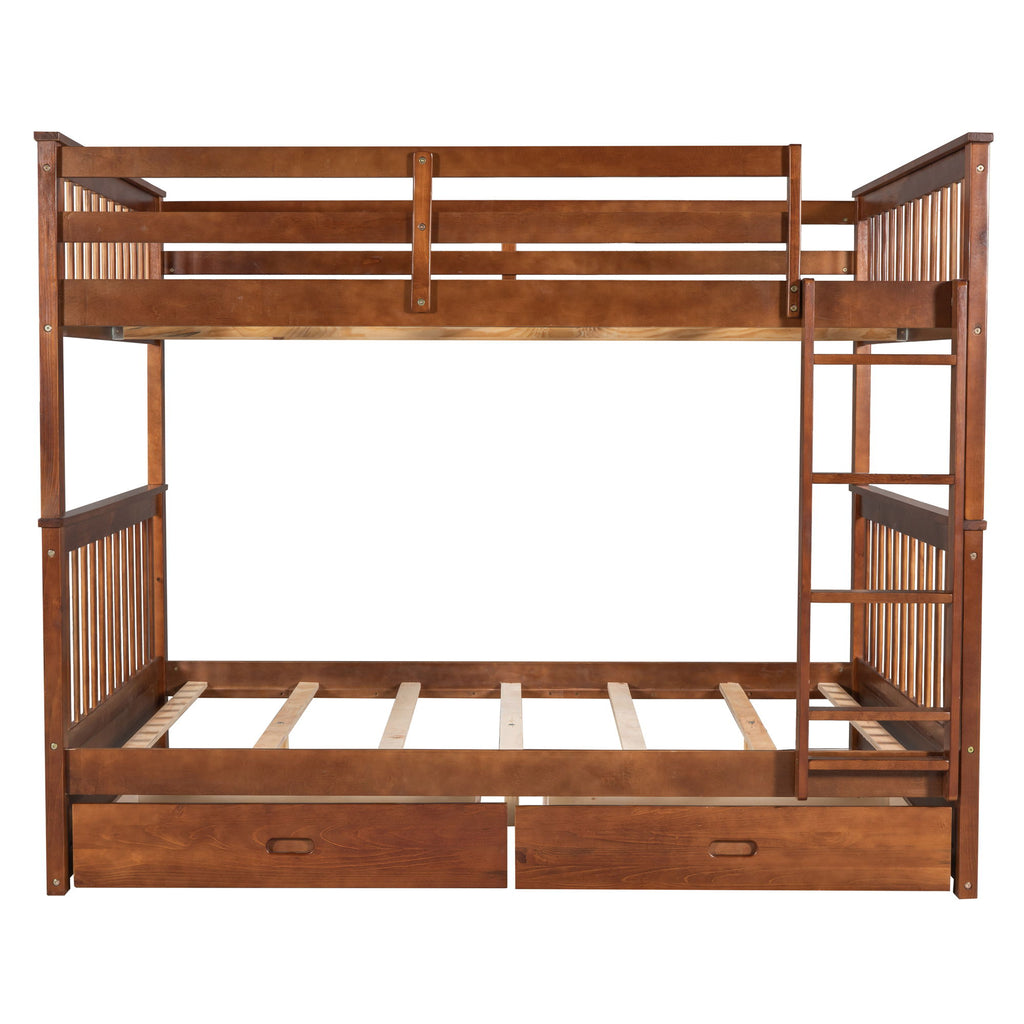 Bunk Bed With Ladders And 2 Storage Drawers