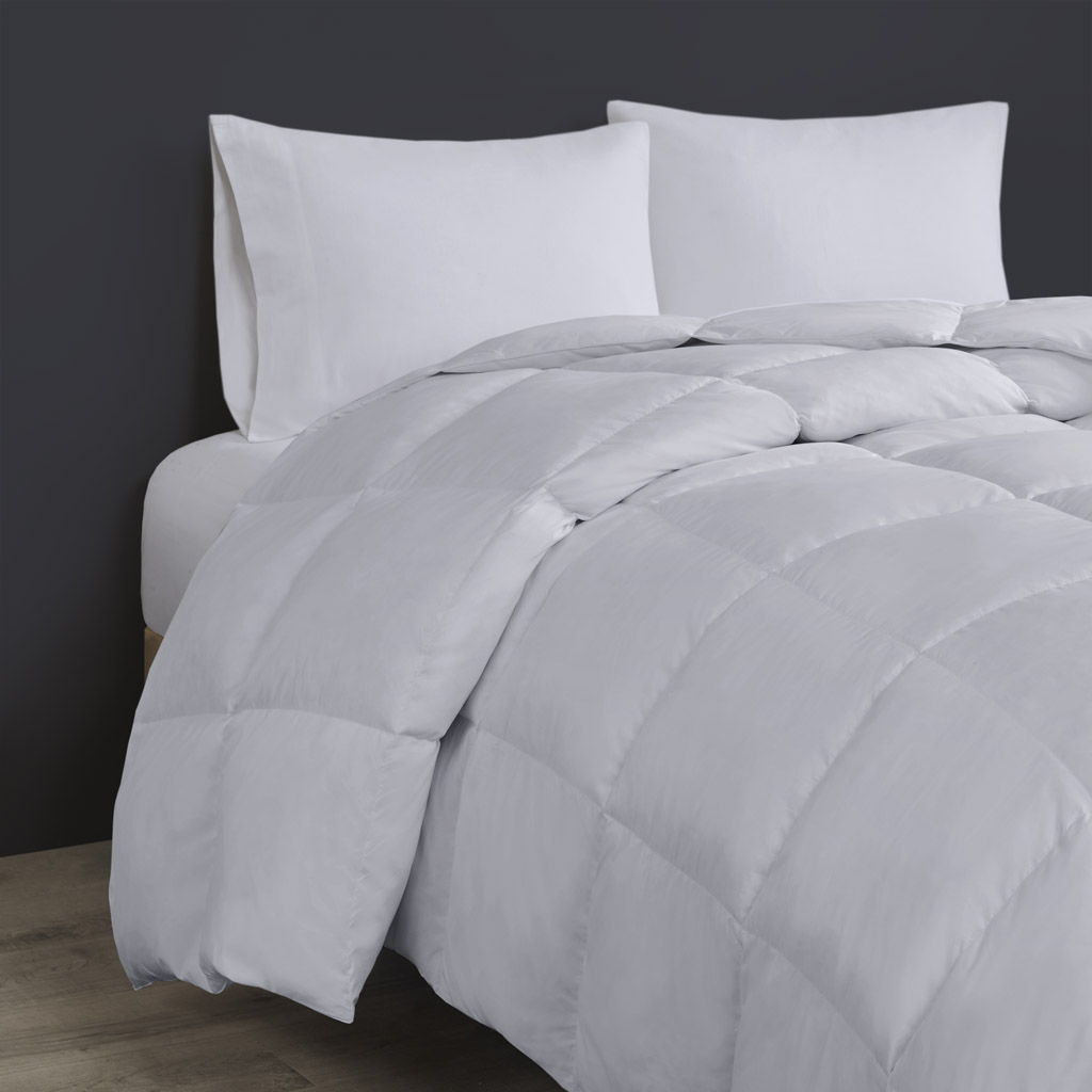 Heavy Warmth - Goose Feather and Down Oversize King Comforter - Light Gray