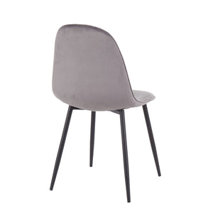 Pebble - Contemporary Chair (Set of 2) - Gray - Velvet