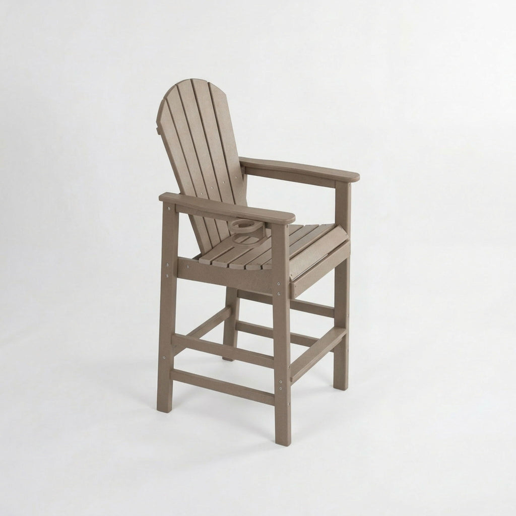 Bar Height Adirondack Chair With Cup Holder And Armrests