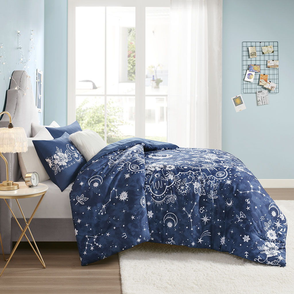 Stella - Twin Celestial Comforter Set - Navy