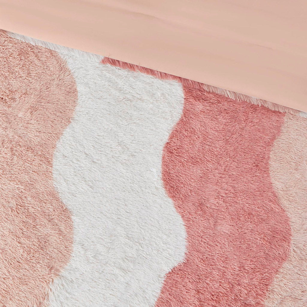 Cassie - Full Ombre Shaggy Faux Fur Comforter Set - Blush Multi