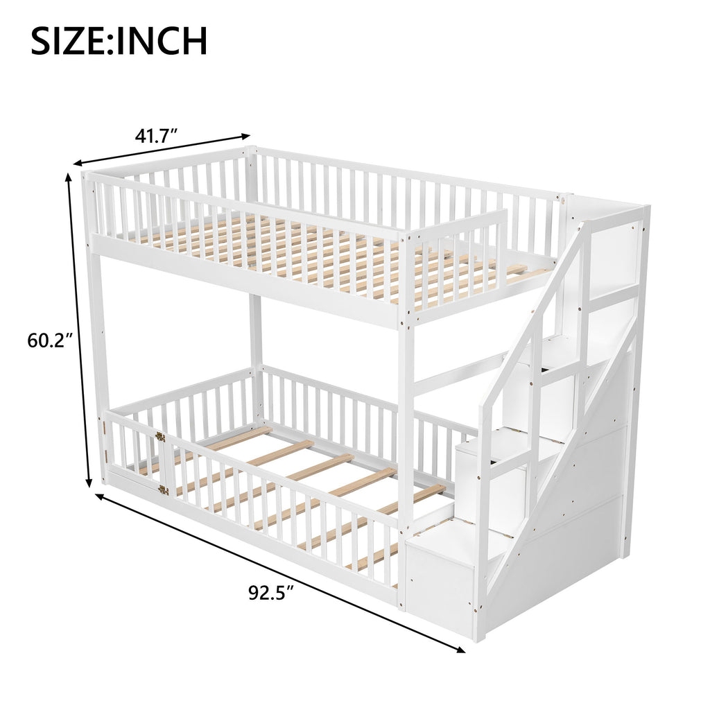 Floor Bunk Bed With Ladder And Storage