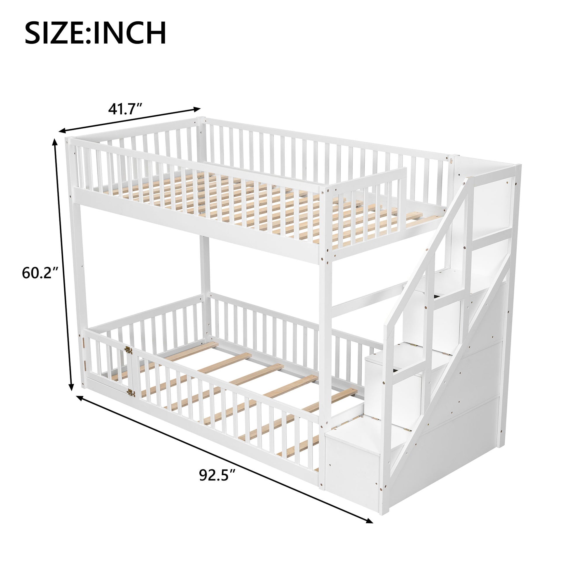 Floor Bunk Bed With Ladder And Storage