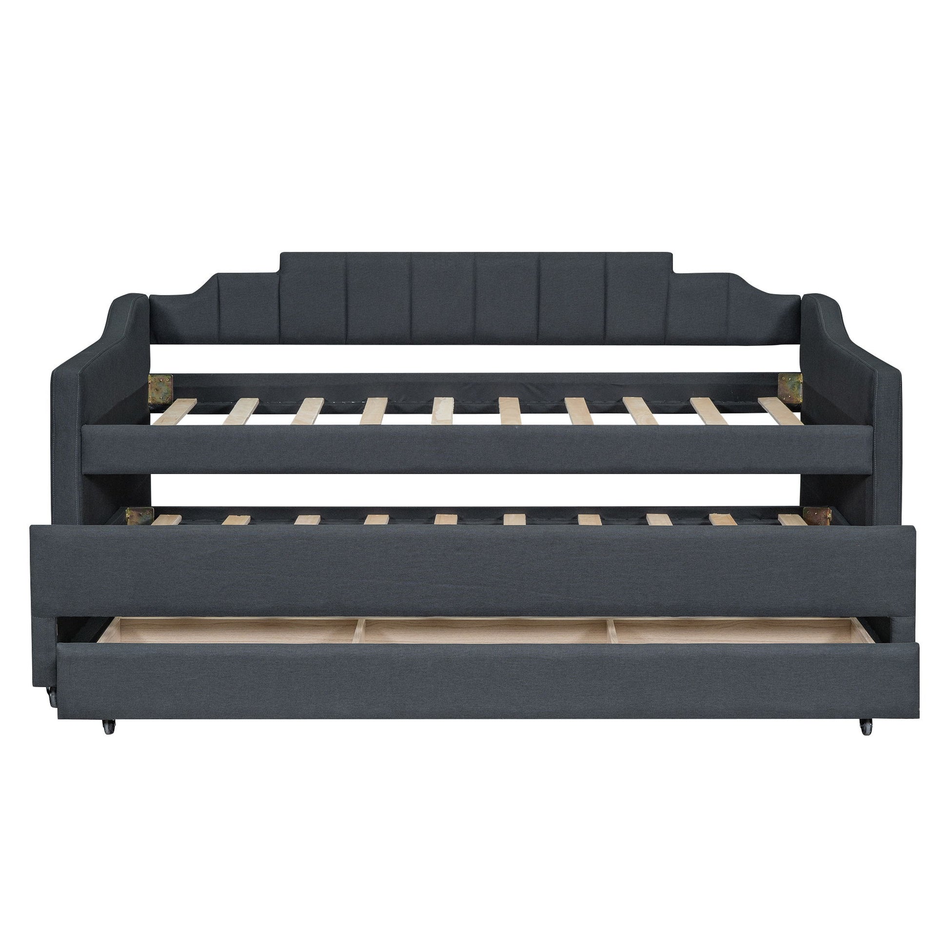 Upholstered Simple Design Daybed With Trundle And 3 Drawers