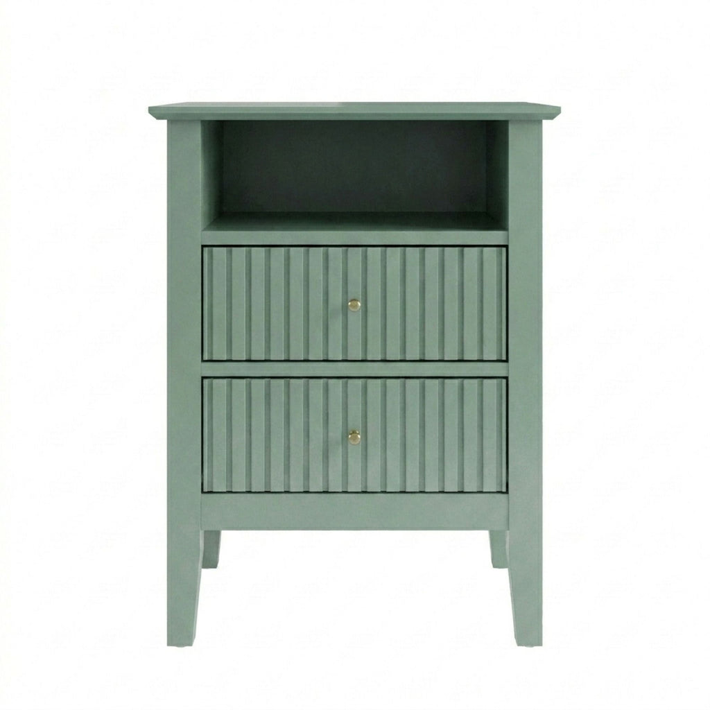 Fluted Nightstand With 2 Drawers