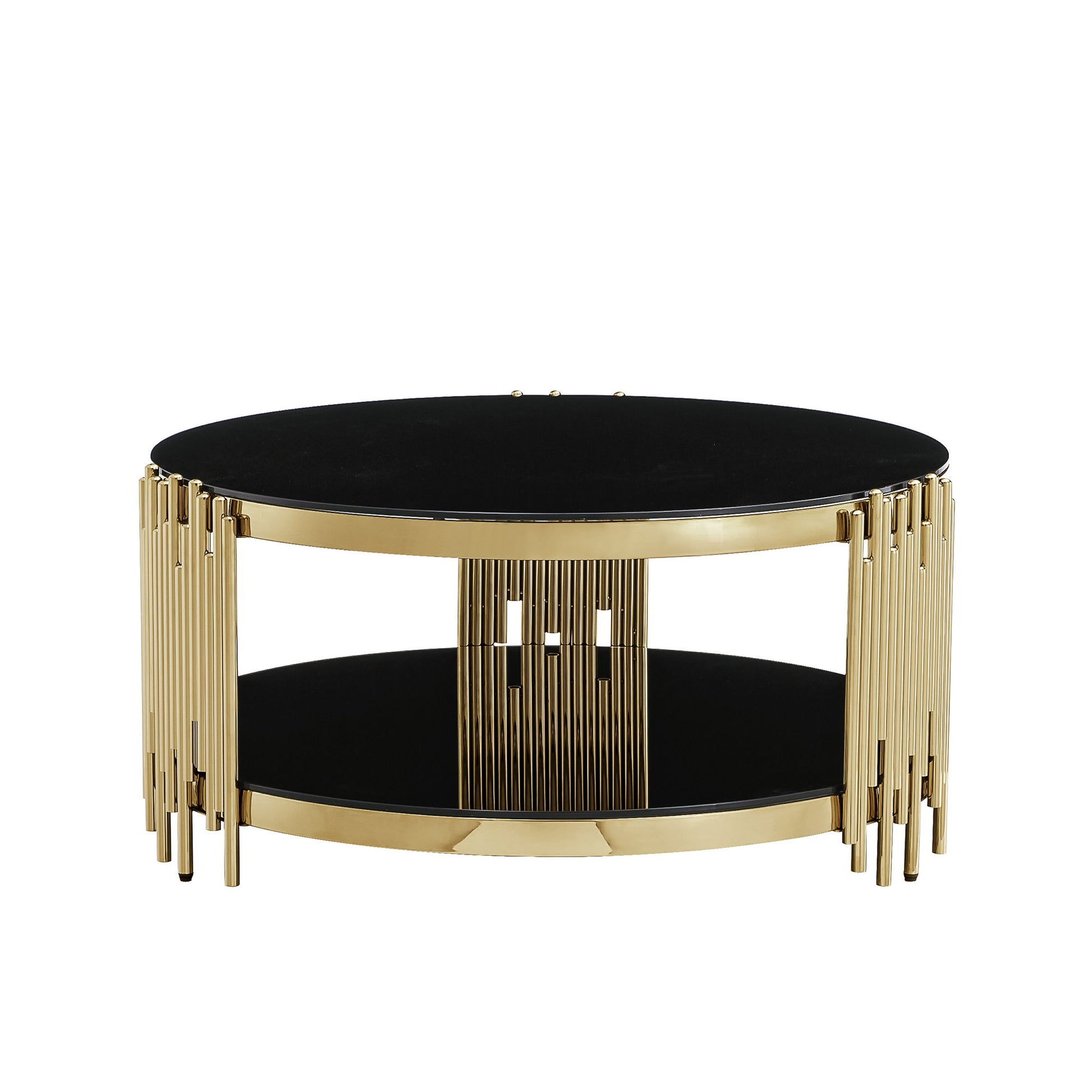 Round Double Tier Table With Flute Shaped Tube Legs