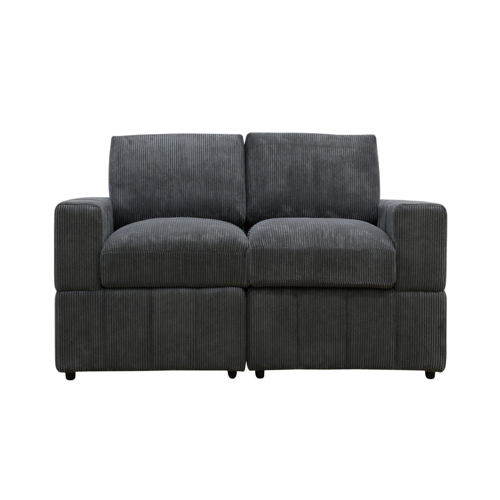 Oversized Modular Loveseat, 2 Piece Living Room Sofa Set - Dark Gray