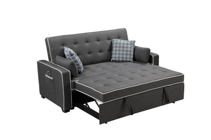 Cody - Modern Fabric Sleeper Sofa With 2 USB Charging Ports And 4 Accent Pillows - Gray