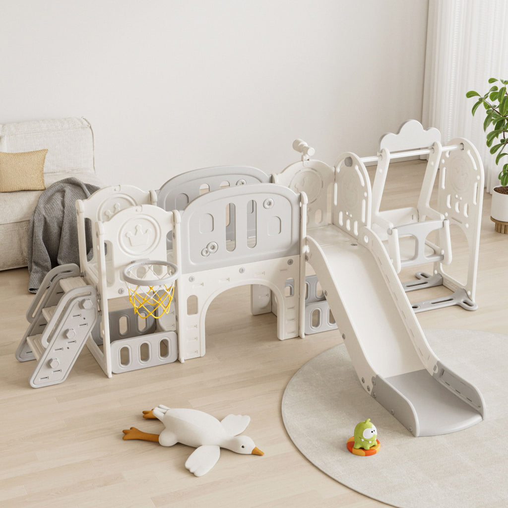 Toddler Slide Kids Playground With Basketball Hoop And Swing