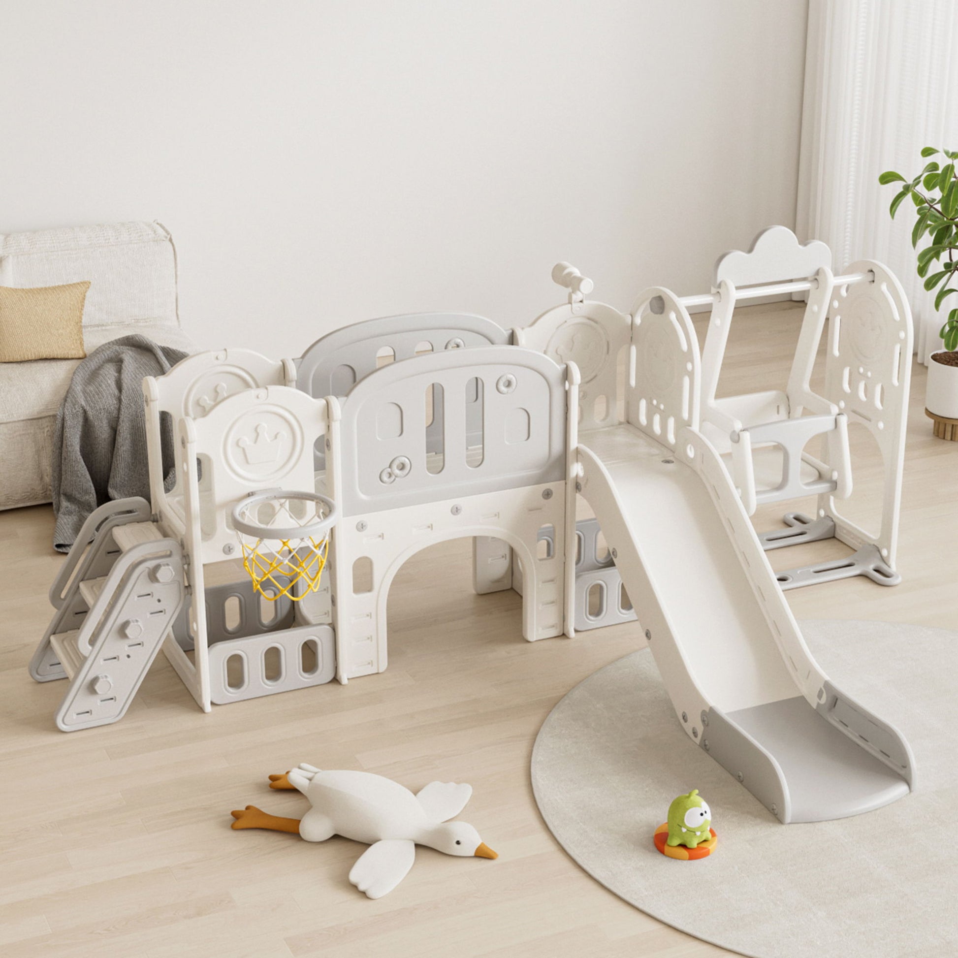 Toddler Slide Kids Playground With Basketball Hoop And Swing