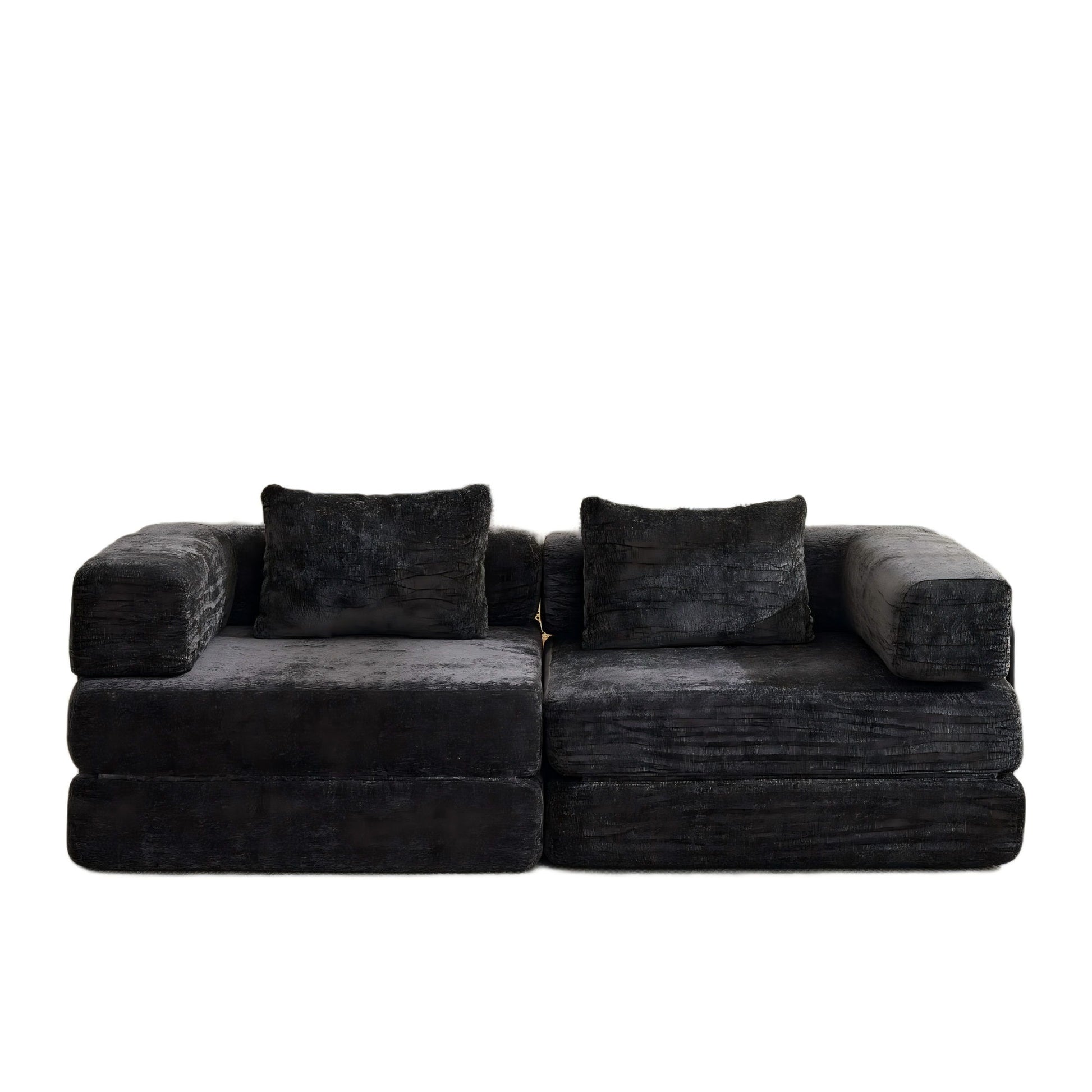 Convertible Floor Sofa Bed With Pillow Back Support Armrest