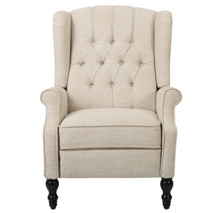 Armchair Recliner With Pushback Mechanism And Wingback Design