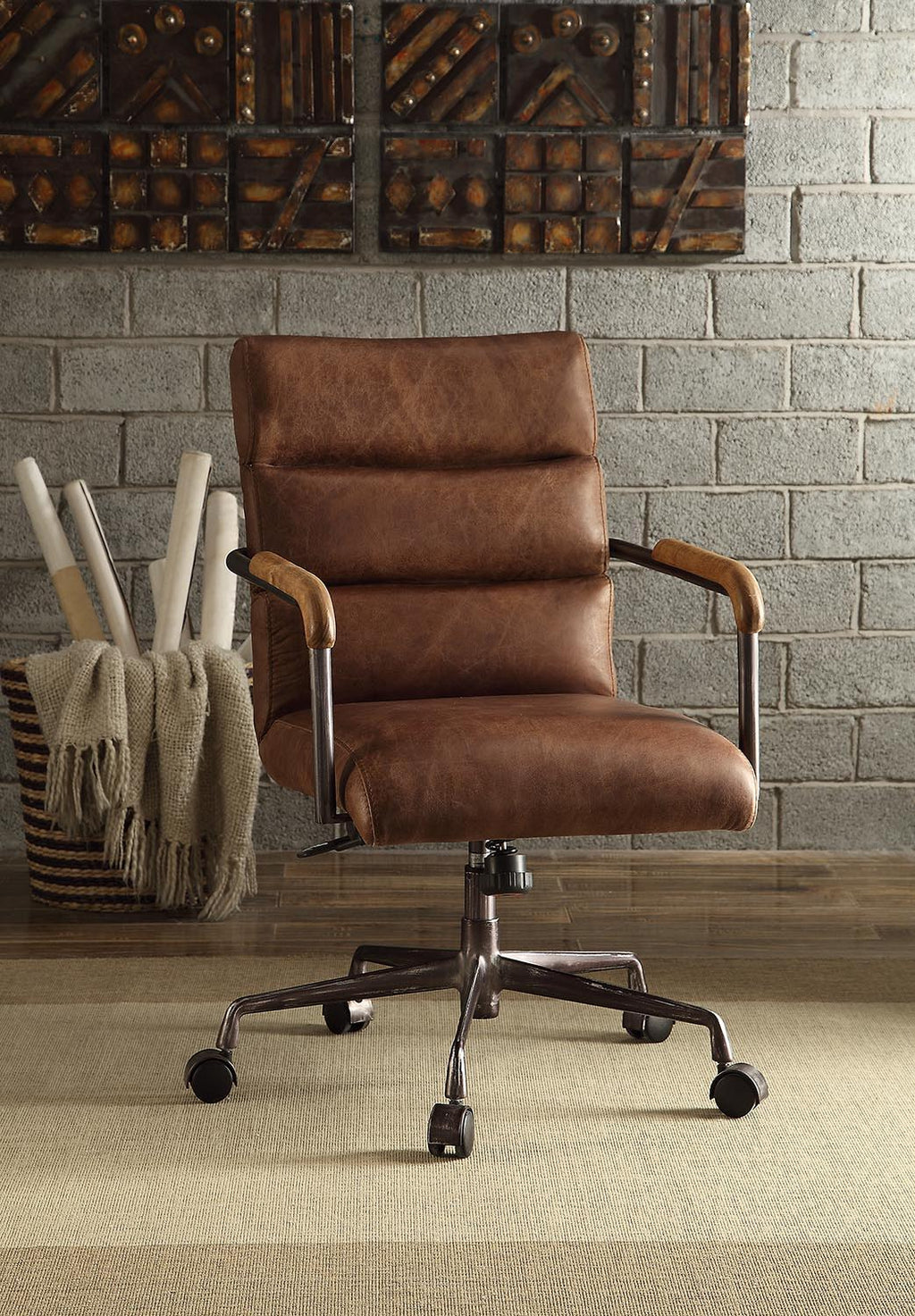Harith - Retro Top Grain Leather Office Chair