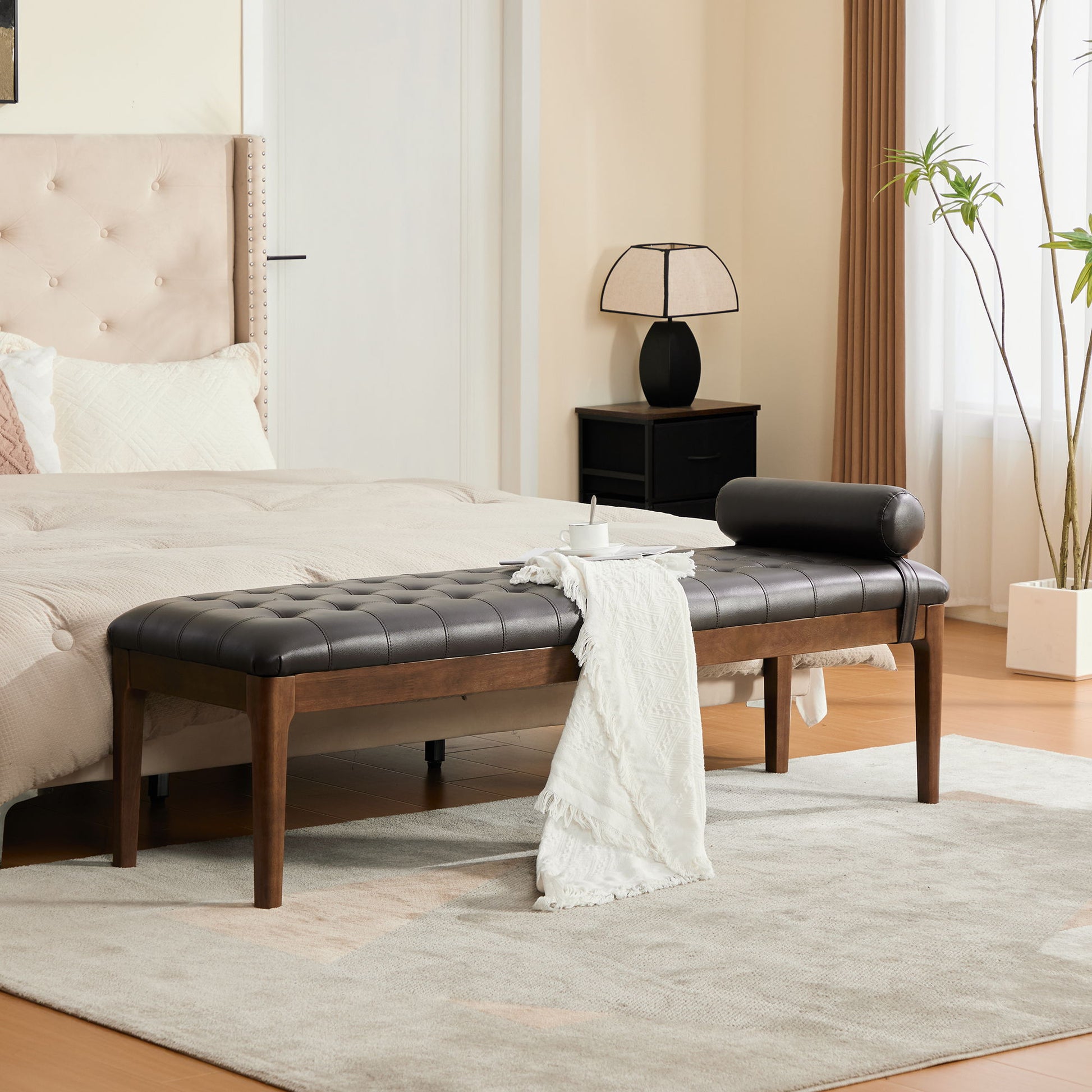 Upholstered End Of Bed Bench With Headrest