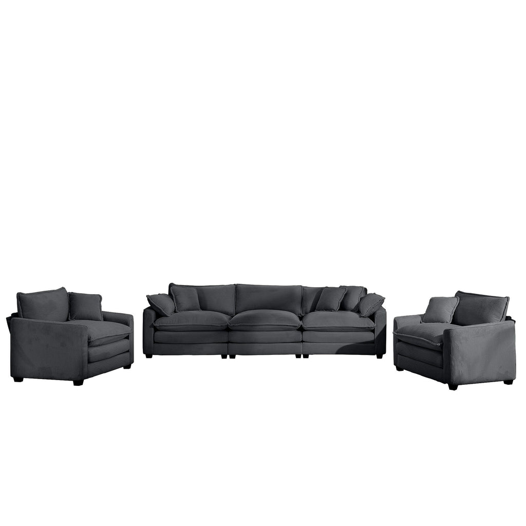 Elegant Corduroy Oversized Sectional Sofa Set With Deep Seats And Flexible Layout
