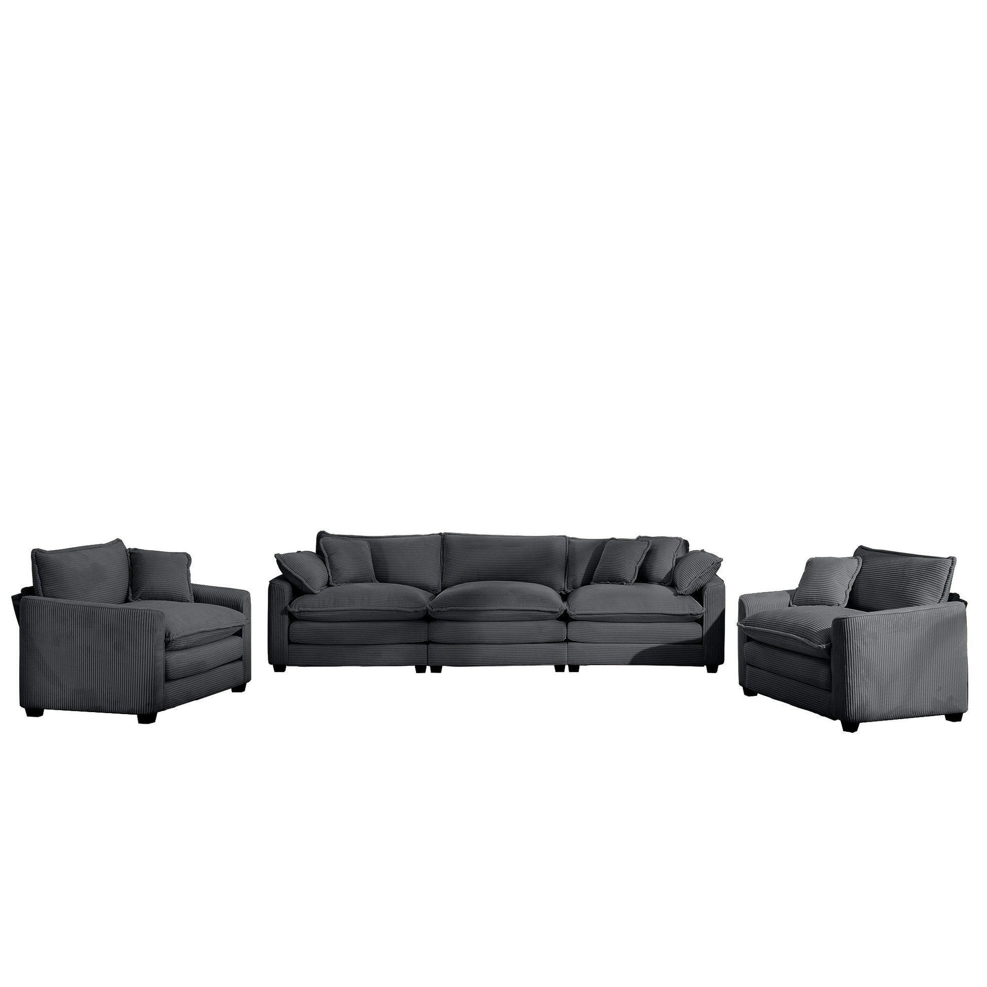 Elegant Corduroy Oversized Sectional Sofa Set With Deep Seats And Flexible Layout