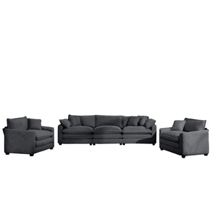 Elegant Corduroy Oversized Sectional Sofa Set With Deep Seats And Flexible Layout