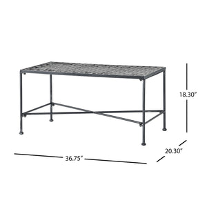 Luna - Outdoor Iron Coffee Table - Black Brush Silver