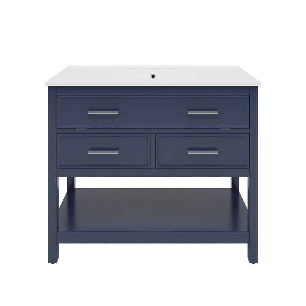 Bathroom Vanity With Ceramic Sink, Tip Out Tray & 2 Full Extension Drawers