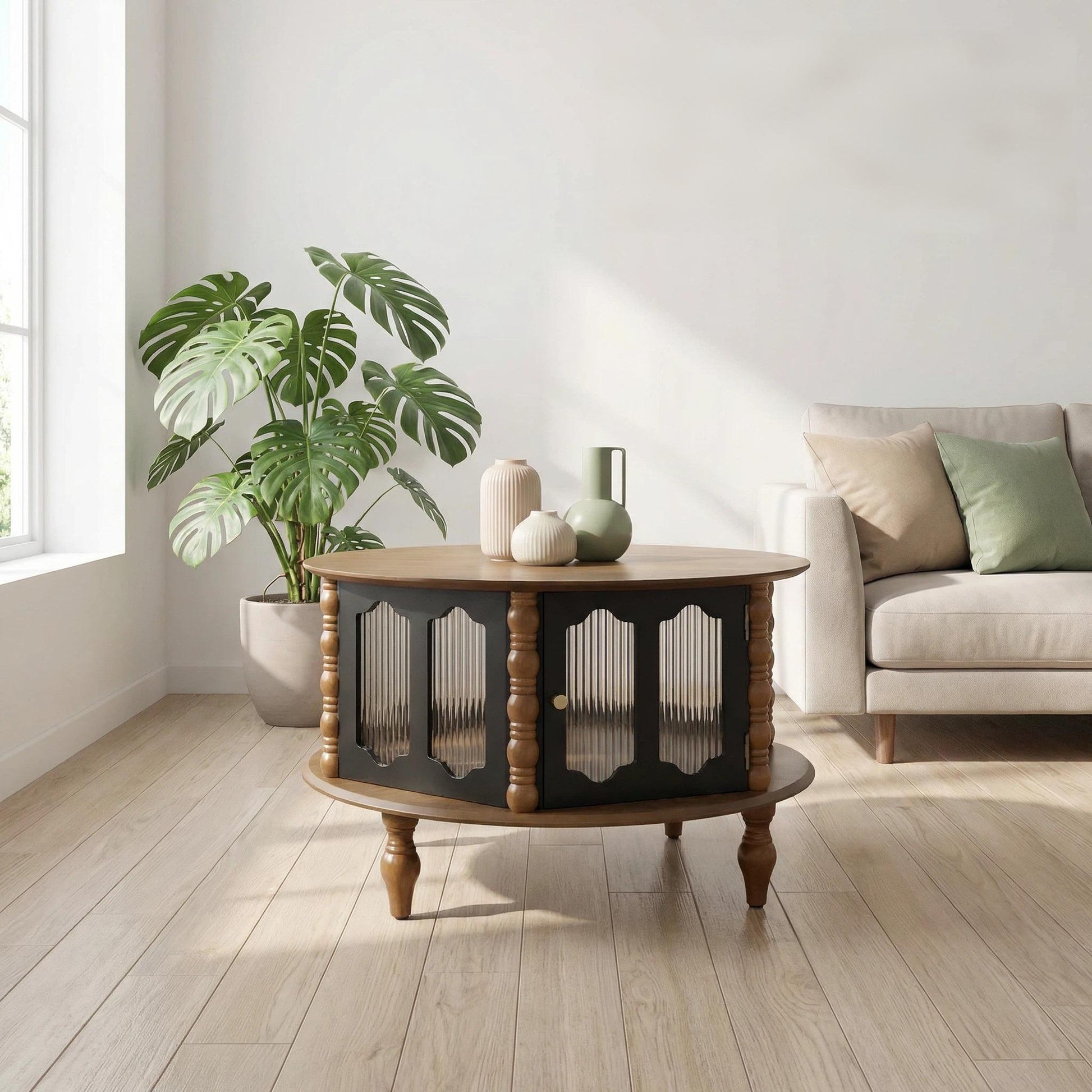 Round 3 Door Storage Coffee Table For Living Room