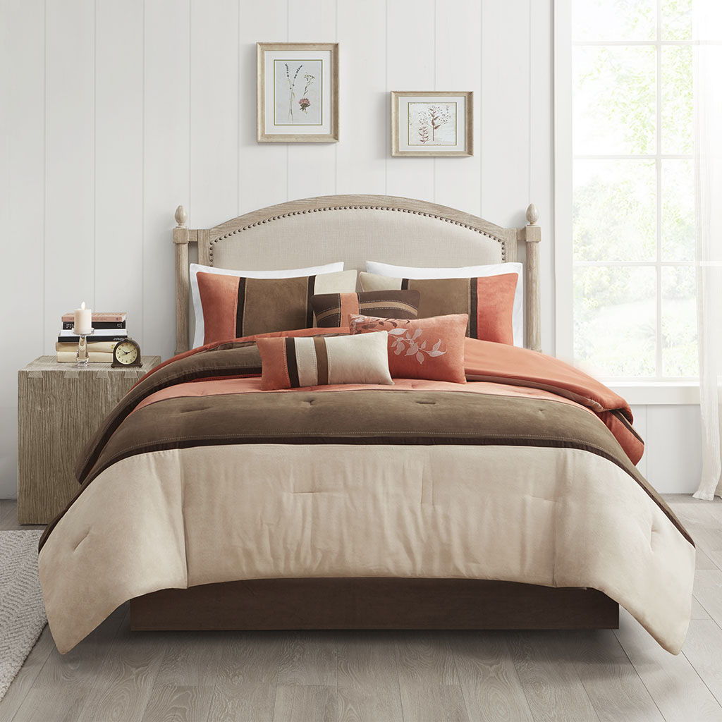 Palisades - California King 7 Piece Comforter Set - Coral
