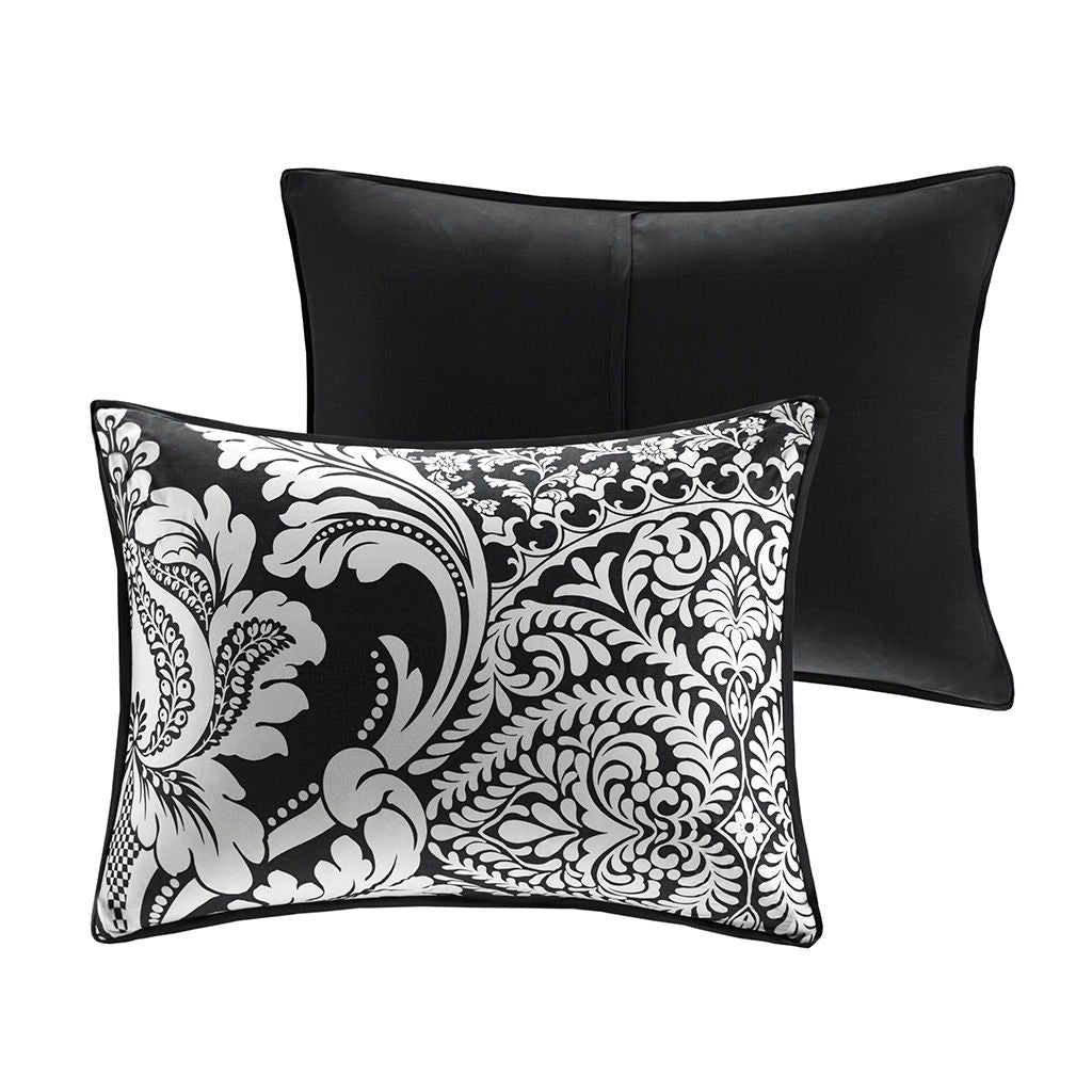 Vienna - 7 Piece King Cotton Printed Comforter Set - Black