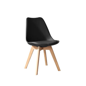 Padded Seat Cushions Home Kitchen Side Chair (Set of 2) - Black