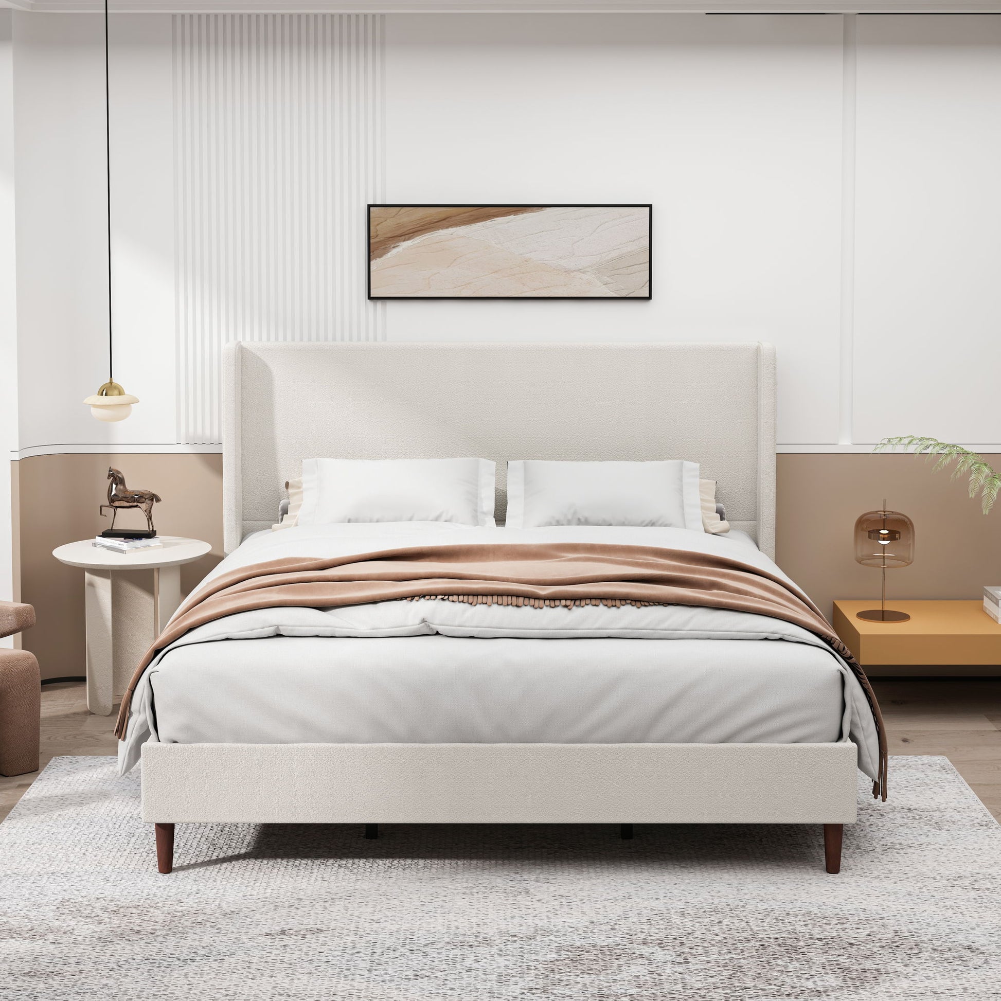 Upholstered Bed & High Headboard Design