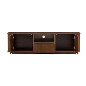 70" TV Stand With Ample Storage, Curved Corners - Dark Brown