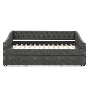 Upholstered Daybed With USB Charging & Pull Out Bed