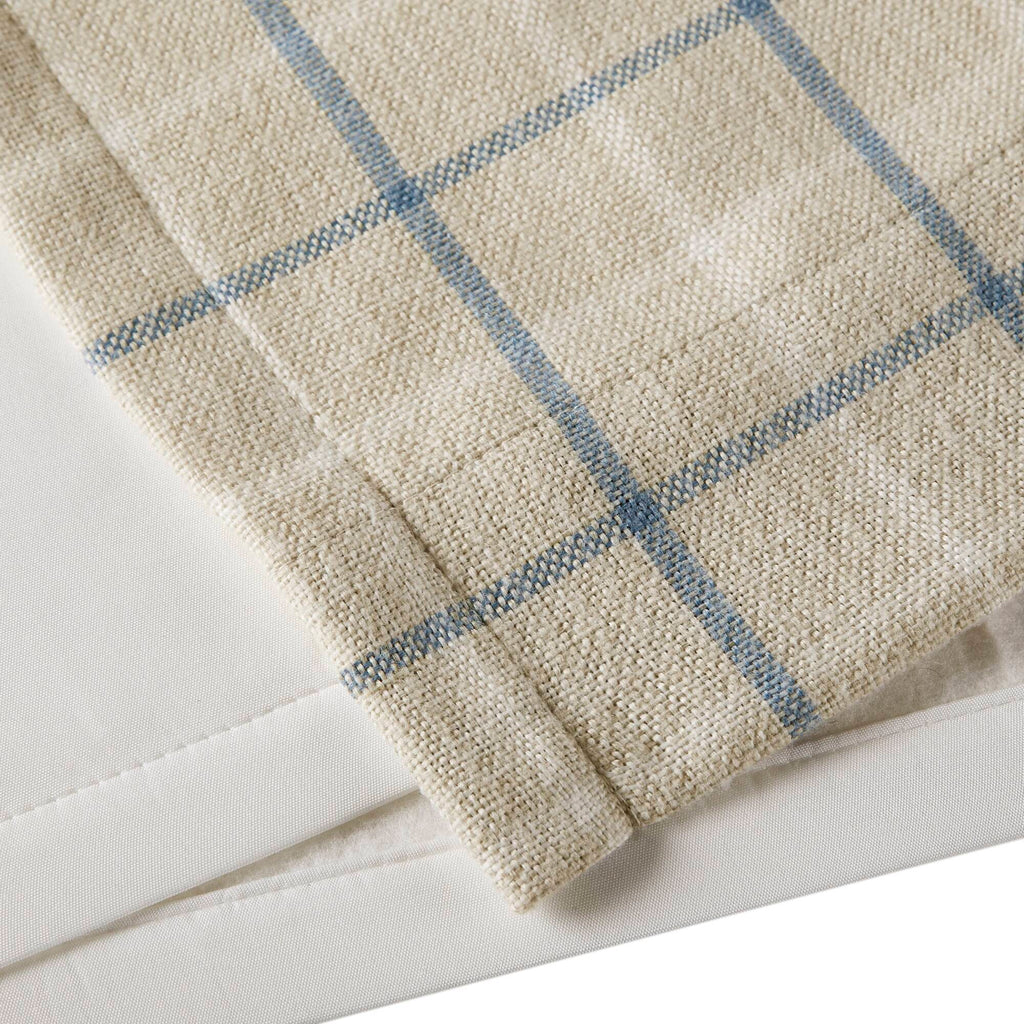 Anaheim - 50x108" Plaid Rod Pocket And Back Tab Curtain Panel With Fleece Lining - Linen Blue