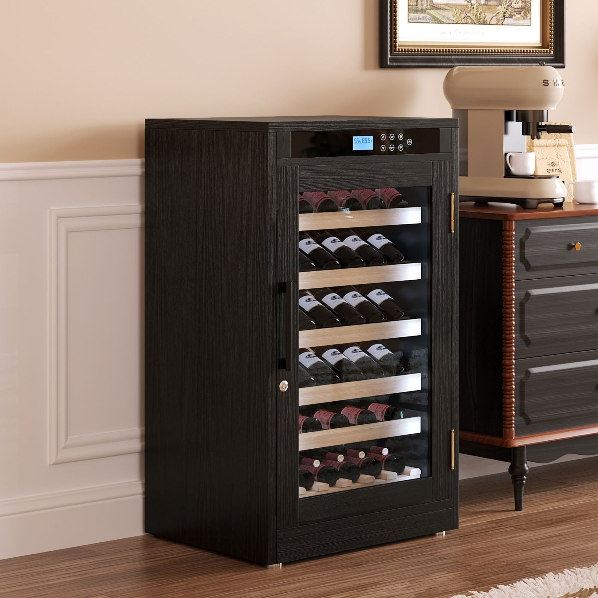 LED Touch Screen Grape Wine Cooler - Black
